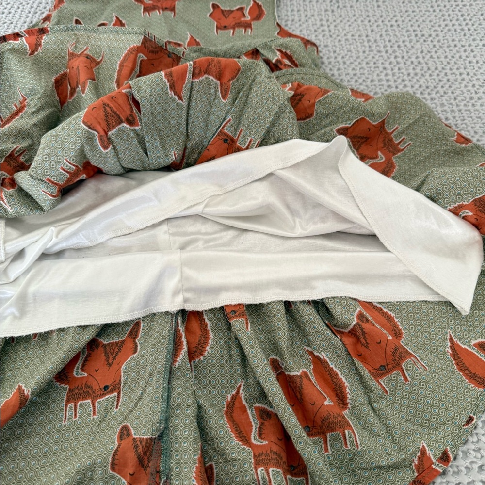 L.A soul Sleeveless Womens Fox Print Dress in Sage and Rust Size S - Picture 6 of 7